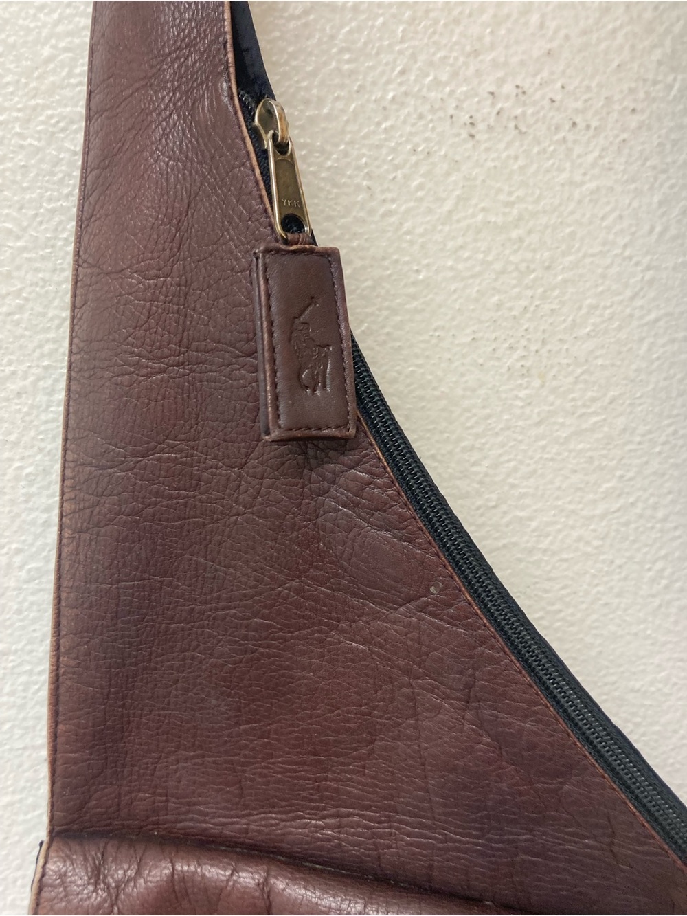 RALPH LAUREN Vintage Brown Leather Sling Messenger Bag - Picture 2 of 11